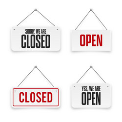 realistic open or closed hanging signboards vector