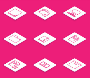 set line file document delete folder computer vector image