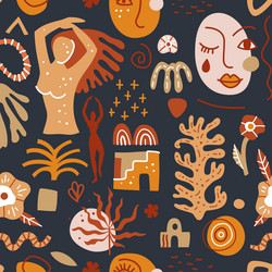 trendy seamless pattern with abstract shapes vector image