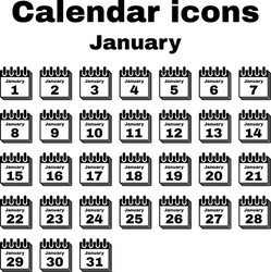 Calendar icon january symbol flat vector