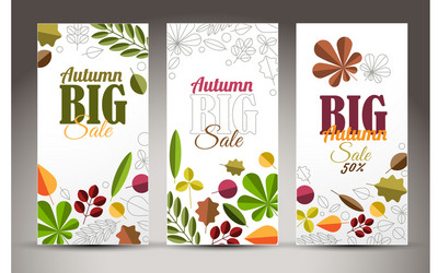 Fresh minimalist fall vertical banners with leafs vector