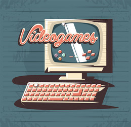 video game retro with computer vector image