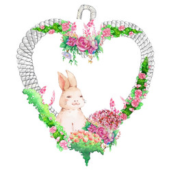 watercolor wreath frame with spring easter Vector Image