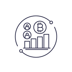 bitcoin adoption users line icon with a graph vector image