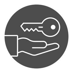 key in hand solid icon providing access vector