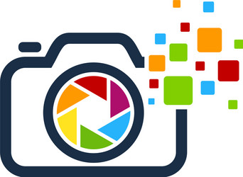 Pixel art camera logo icon design Royalty Free Vector Image