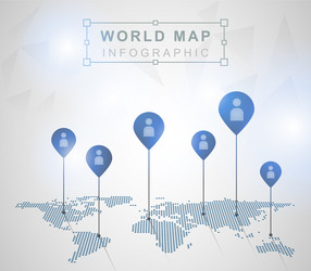 Pointer World Map with Circles vector image
