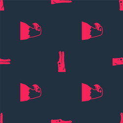 set eagle head and crocodile on seamless pattern vector image