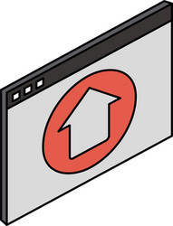website or tab with upwards arrow icon image vector image