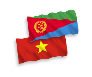 flags of eritrea and vietnam on a white background vector