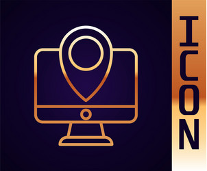 gold line computer monitor and folded map vector image