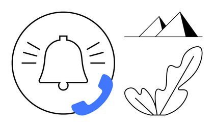 notification bell with call icon geometric shapes vector image