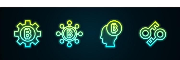set line cryptocurrency coin bitcoin blockchain vector image