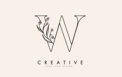 White letter w logo with lines and spiral effect Vector Image