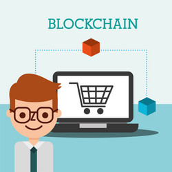 Businessman online shopping e-commerce blockchain vector