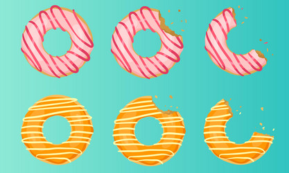 Colourful glazed donuts flat set Royalty Free Vector Image