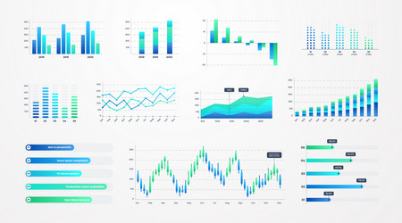 Histogram charts business infographic template vector