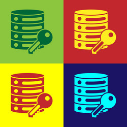 pop art server security with key icon isolated vector image