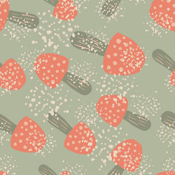 random seamless hand drawn mushrooms pattern red vector image