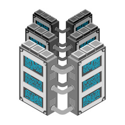 server data center isometric style internet vector image