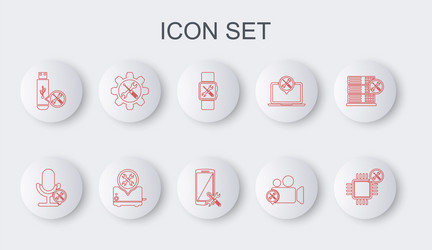 set line processor service microphone smartwatch vector image
