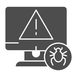 Computer with bug solid icon alert message vector