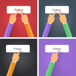 finger pressing follow button vector