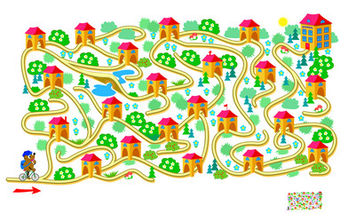 logic puzzle game with labyrinth for children vector image