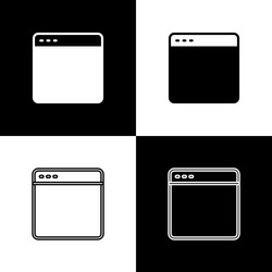 set browser window icon isolated on black vector image