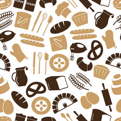 simple bakery items icons seamless color pattern vector image