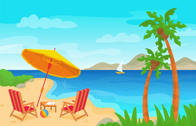 beach landscape with umbrella tropical ocean rest Vector Image