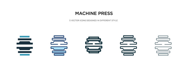 machine press icon in different style two vector