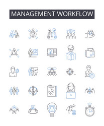 management workflow line icons collection project vector image