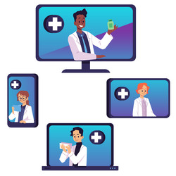 set of different monitors with apothecaries flat vector image