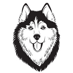husky logo portrait a black and white Vector Image