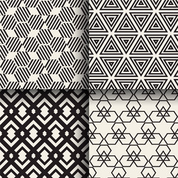 set of abstract geometric seamless patterns vector image