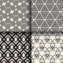 set of abstract geometric seamless patterns vector