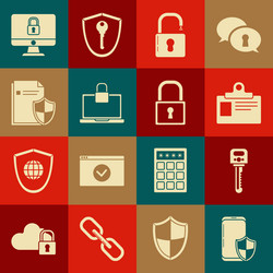 set smartphone with security shield key vector image