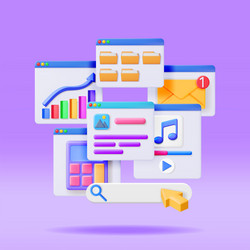 3d application windows interface isolated vector image