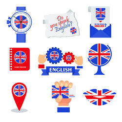 Bright flat banner for english language learning vector