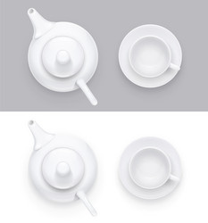 ceramic teapot and cup vector