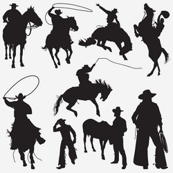 Cowboy Silhouettes Vector Image