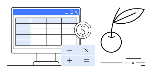 financial spreadsheet on computer with calculation vector image