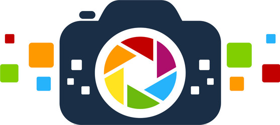 Pixel art camera logo icon design Royalty Free Vector Image