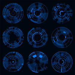 set tech circle hud futuristic frame technology vector image