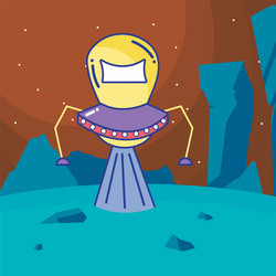 spaceship taking off from planet vector image