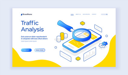 web page for traffic analysis data vector image