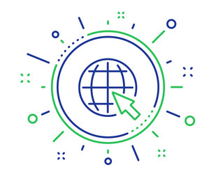 globe with mouse cursor line icon world sign vector image