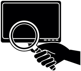 monitor computer with magnifying glass vector image