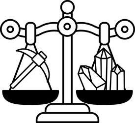 a scale with hammer and crystal on each side vector image